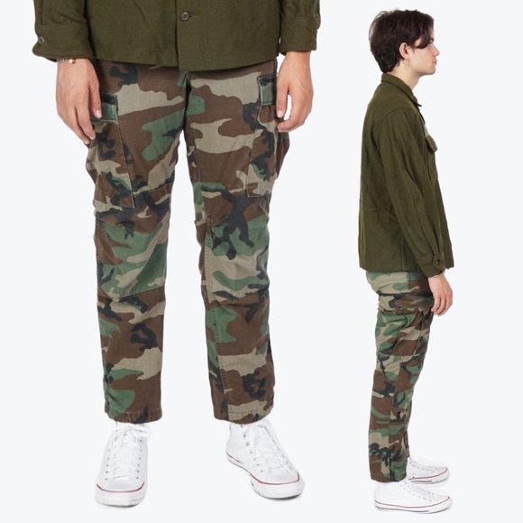 Y2K Military Army Uniform Cargo Pockets Khaki Pants - Picture 3 of 3